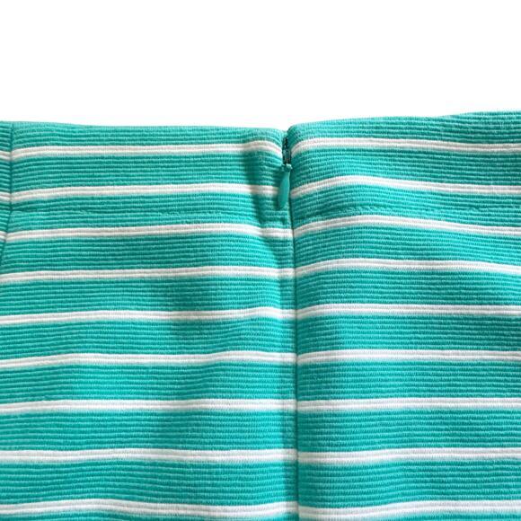 Talbots Turquoise White Striped Stretchy Pencil Skirt Coastal Beach Size 12 - Picture 7 of 8